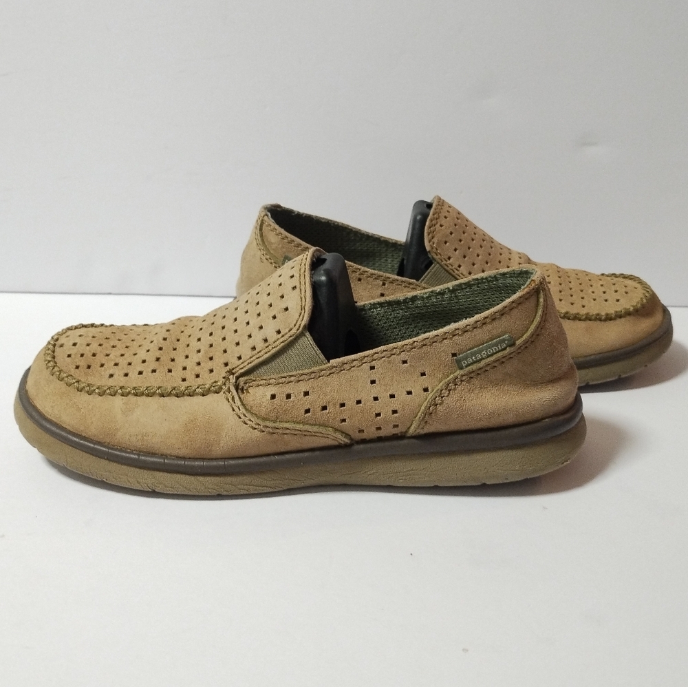 Patagonia Maui Air Marsh Green Suede Perforated Slip-on Loafers Moccasins